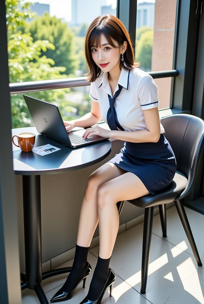 8k, top-quality, (pubic hair beauty)、hight resolution, realisticlying, realperson, Ridiculous、Vibrators in Panties、1 girl in、s Office、bionde、Business suits、Pen holder skirt、Standing with legs stretched:1.1、red blush、poneyTail、Wet panties、sitting on、wet floor、(Open clothes、Expose the entire chest、Cheating skirt:1.1)、