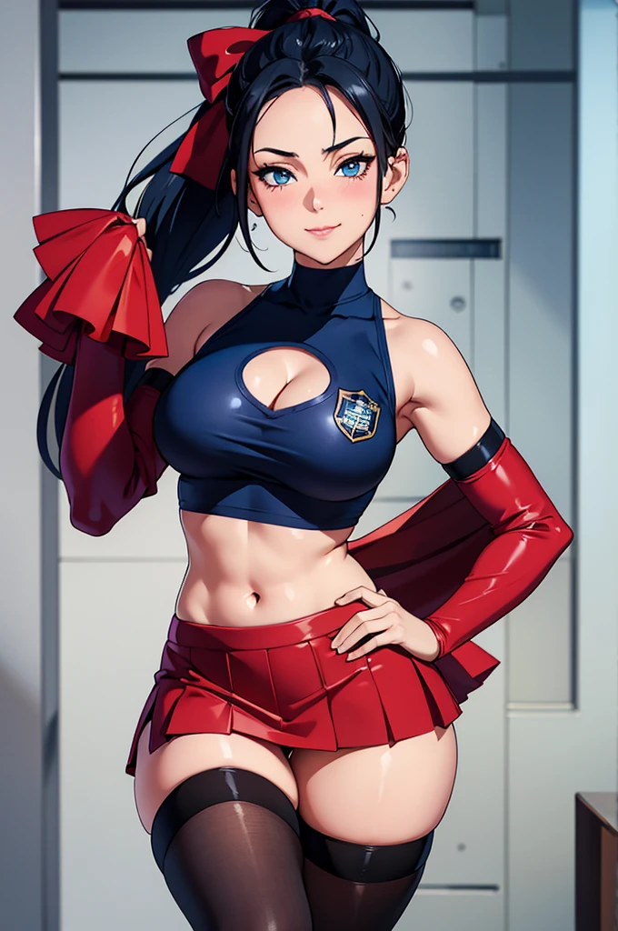(hero neisan art style:0.7), (hews art style:0.7), score_9, score_8_up, score_7_up, score_6_up, uncensored, miyamoto musashi, silver hair, bangs, blue eyes, hair ornament, makeup, BREAK (masterpiece:1.2), best quality, high resolution, (illustration:0.8), (detailed eyes:1.3), perfect lighting, (perfect hands, perfect anatomy), hearts, pleasured, 1girl, breasts, black_gloves, gloves, navel, rating:questionable, looking_at_viewer, solo, skirt, pasties, standing, school_uniform, serafuku, thighhighs, shirt, revealing_clothes, short_sleeves, pleated_skirt, skirt lift, fundoshi, excessive pubic hair peek,