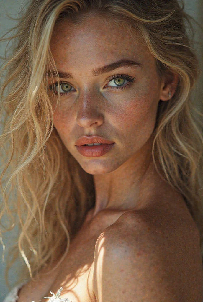 femme en débardeur et culotte assortis, aux yeux bleus, Portrait Sophie Mudd, Portrait de Corinna Kopf, cheveux blonds et grands yeux, selfie d'une jeune femme, Olhos dans la chambre, Violette Myers, Sans maquillage, maquillage naturel, regarder directement la caméra, Visage avec Artgram, Maquillage Dézentes, Superbe photo de tout le corps, dans la chambre, fission, realistic, pore, tache de rousseurs