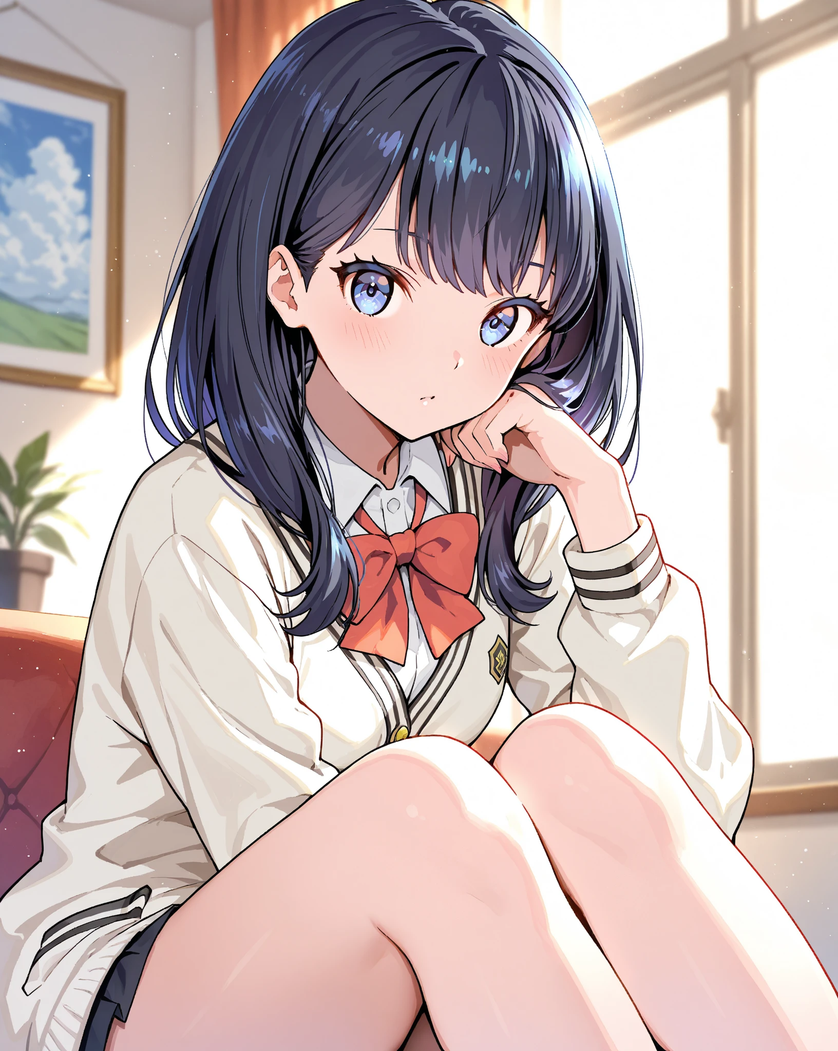 (masterpiece:1.4), (highest quality:1.4), very detailed, Complex, very detailed, shape,soft lighting, scenic, 1 girl, Light blue_panties,written boundary depth、perfect lighting、particles of light、(highest quality)、(masterpiece)、(Super detailed)、half naked、medium breasts 、薄purple_hair,purple_eye,Ahoge、Cat ear、cat tail、cute、交差した前hair、hair between eye、bob cut、naughty smile、sit with your knees bent、open your mouth、sailor suit、light blue underwear、nipple
