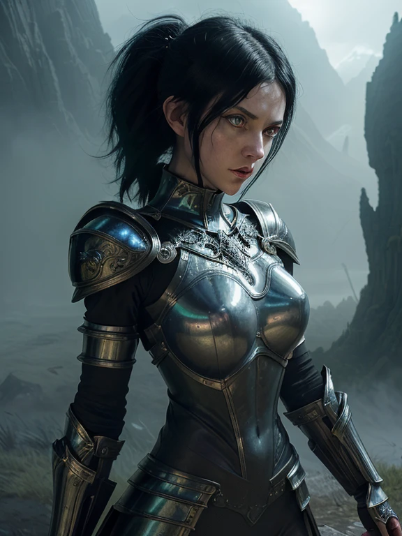  ((armra))
1girl, bodysuit, black hair, tail, weapon, shoulder armor, pauldrons, breastplate, green eyes,(Masterpiece, absurdres, magical background fantasy, beautiful, extremely highly detailed, focused flash photo, amazing quality, best quality , hyper detailed, ultra detailed, HDR, UHD, perfect anatomy, depth of field, dramatic light, detailed atmosphere, volumetric light, high resolution, 8k, highly detailed, photorealistic, dramatic lighting, high quality, exquisite details, deli
