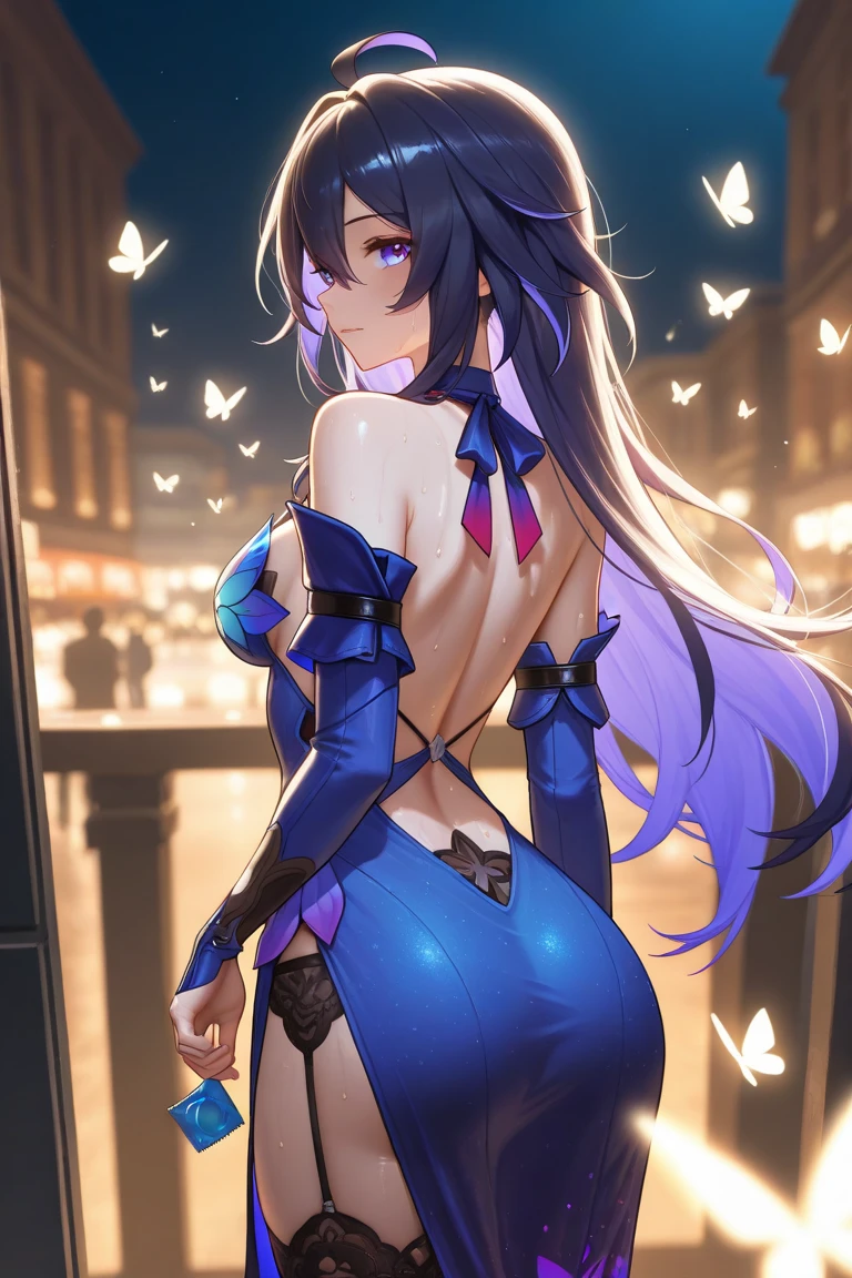 ((Finest quality)),(超A high resolution),(ultra-detailliert),(Meticulous portrayal),((best pictures)),(Finest works of art),Ultra-Precision Art,The art of astounding depiction, (1人の女性:1.5),a smile,bunnygirl:1.5,rabbitears,fishnet tights,a bow tie,Rabbit tail, Looking from the side