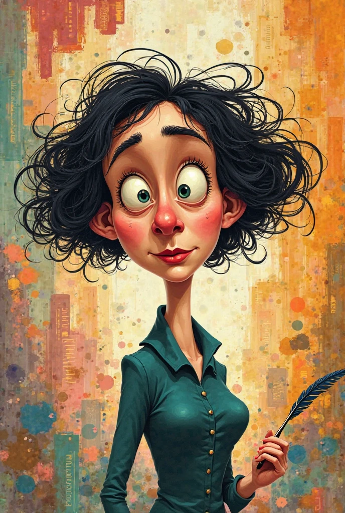 create a disney pixar character from the movie fun, disgusting happy green color with short curly hair to the shoulder, very detailed, high dimension, realistic
