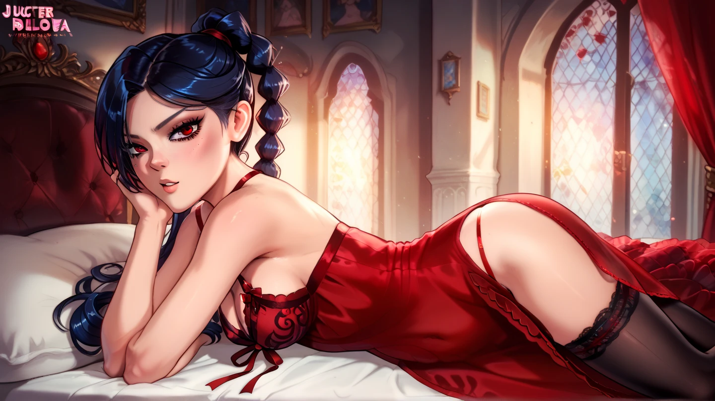 (8k, best quality, masterpiece:1.2), (best quality:1.0), (ultra highres:1.0), modelshoot style, (extremely detailed CG unity 8k wallpaper), full shot body photo of girl (dark skin), lying down in a piano, black hair, elbow gloves, red footwear, black gloves, long hair, high heels, black thighhighs, makeup, navel, choker, instrument, hair ornament, looking at viewer, lipstick, red lips, hair flower, curtains, lace, brown eyes, eyeshadow, lace trimmed legwear, professional majestic oil painting by Ed Blinkey, Atey Ghailan, Studio Ghibli, by Jeremy Mann, Greg Manchess, Antonio Moro, trending on ArtStation, trending on CGSociety, Intricate, High Detail, Sharp focus, dramatic, photorealistic painting art by midjourney and greg rutkowski,ultra-detailed,a young girl,looking at the viewer,((slim,fit))