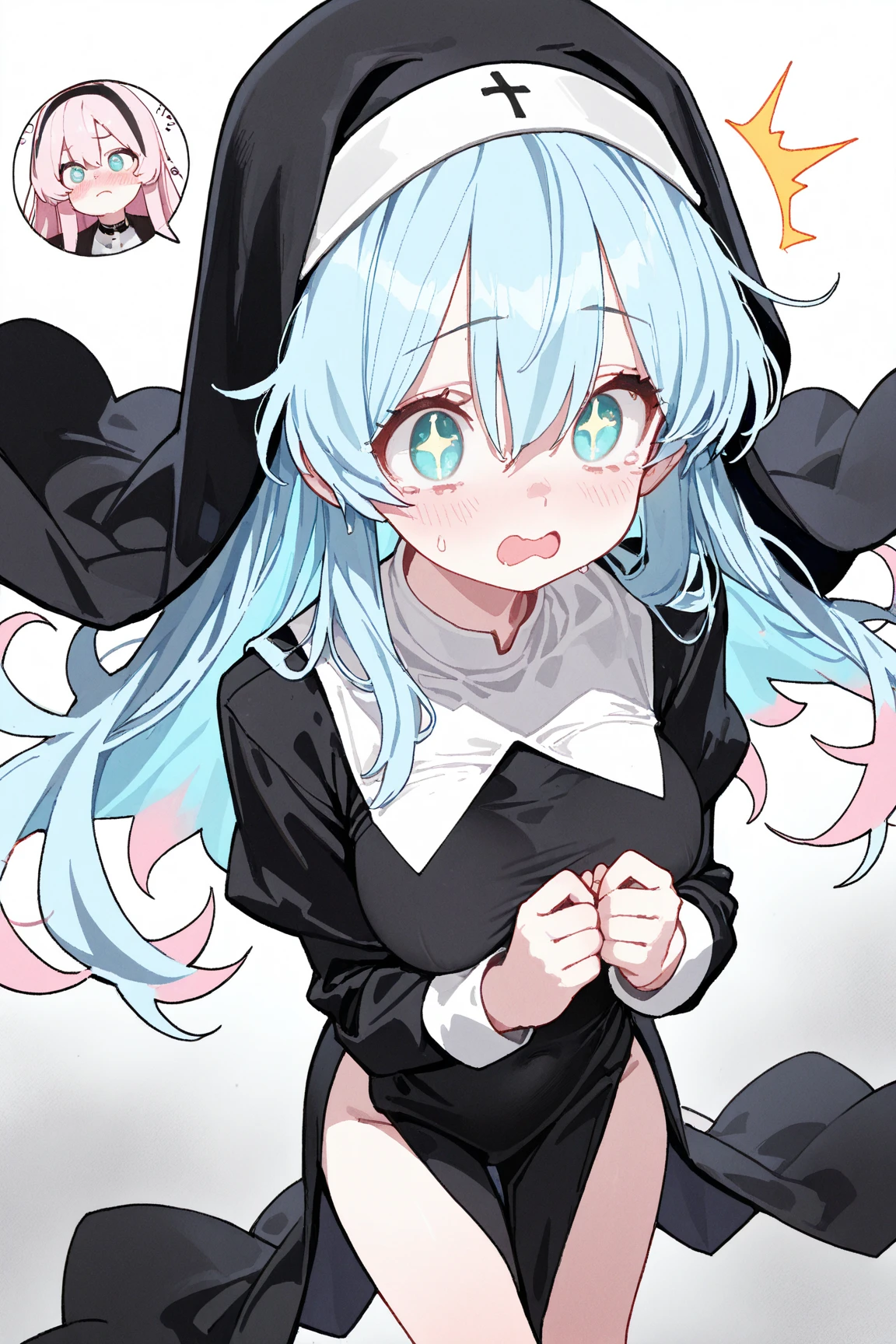 One person,High Contrast Crew cut,cardigan,High Contrast =Hair on one eye,
Tentacles,alone, chest, large chest, habit, Open your mouth,, Tentaclesセックス, Pussy,Vaginal,Spread your legs,how,