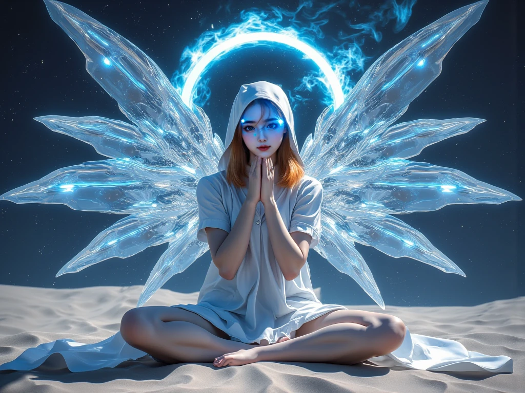 gin、Blue Flame、Blue Fire、sitting cross-legged、sitting cross-leggedで座る、Floating in the air、forest、Late Night、Apparition、mysterious、spirit、Illusion、Looking this way、Copyright circumvention、male、Young people、photograph、Wear it on your head、Looking down、dark、darknesagician