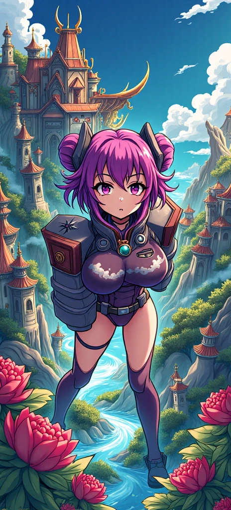 2d, masterpiece, best quality, anime, highly detailed face, highly detailed background, perfect lighting, lola, blue eyes, green_hair, cityscape, full_body, solo, solo focus, t-shirt, shorts, colorful auspicious clouds, sakura, leaf, tree, waterfall, acorn, soil, blurry_foreground, 1girl, day, painting, depth_of_field, blurry, (best quality), ((masterpiece)), cute anime girl, green hair, short hair, pink t-shirt, cutout above navel, blue denim shorts, black boots, forest, c(lean detailed faces), analogous colors, beautiful gradient, clean image, high quality, high detail, high definition, cute face, 4k resolution, full body, ultra sharp focus, extremely detailed eyes, blue eyes, detailed symmetric realistic face, extremely detailed natural texture, perfectly centered medium upper shot, nikon d850 film stock photograph, kodak portra 400 camera f1.6 lens, extremely detailed, amazing, fine detail, rich colors, one body, fully clothed, face, head in frame, body in frame, good proportions, smiling, android heroine, vivid color.digital 2d, anime manga robot! anime girl, fully robotic!! girl, nanogirlv 2, symphogear, fully robotic!!, mikudayo, masterpiece, best quality, reeds, lens flare, shade, bloom, official artwork