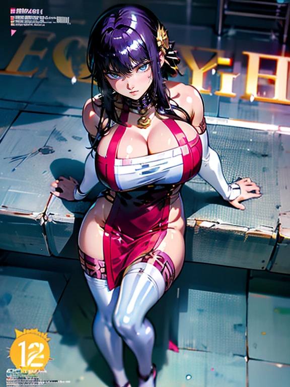 (masterpiece:1.4), highest quality, High resolution, lu1, cyborg, Multicolored Hair, compensate, Exposing shoulders, Black leotard, High leg leotard, (String:1.1), White jacket, Open jacket, belt, Shorts, Cowboy Shot, cyber punk, squat, wall, Abdominal muscles, A woman sitting facing the front , cyber punk, cybercore, Underarm, Bobcut, juicy thighs, Muscular woman, dirty, shiny and bright skin, Smooth surface, Tight body suit, Beautiful Face, Cute face、Plump、Big Breasts, Big Hips, Full Body Shot, Mature mother, Voluptuous thighs, ox, Seductive mature woman, Perfect body, Plus Size Model, Sailor suit, Wearing high heels,Miniskirt Uniform, Chunli