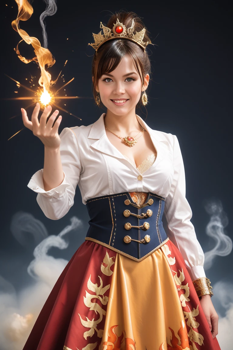 A photorealistic action scene of an turkish undress woman twisting mid-air in a powerful, graceful pose. Her deep cinnamon skin radiates golden undertones under cinematic lighting. She wears a fiery sari bustle skirt that flares outward like flames, adorned with intricate gear-linked steampunk jewelry and steam-hissing bangles. One hand flings flaming, gold-edged chakrams that spin with intense energy, while the other trails a stream of bright sparks. Her focused expression exudes calm strength and control. The background is a blaze of glowing warmth, swirling smoke, and embers, perfectly enhancing the elemental fire and steampunk fusion vibe. 9:16 vertical format, sharp focus, 16k UHD quality. have a little hairy pussy