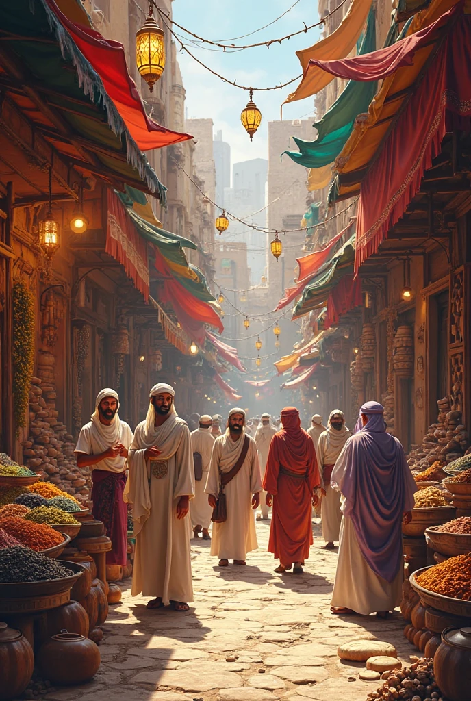 ancient Arabian bazaar side view
