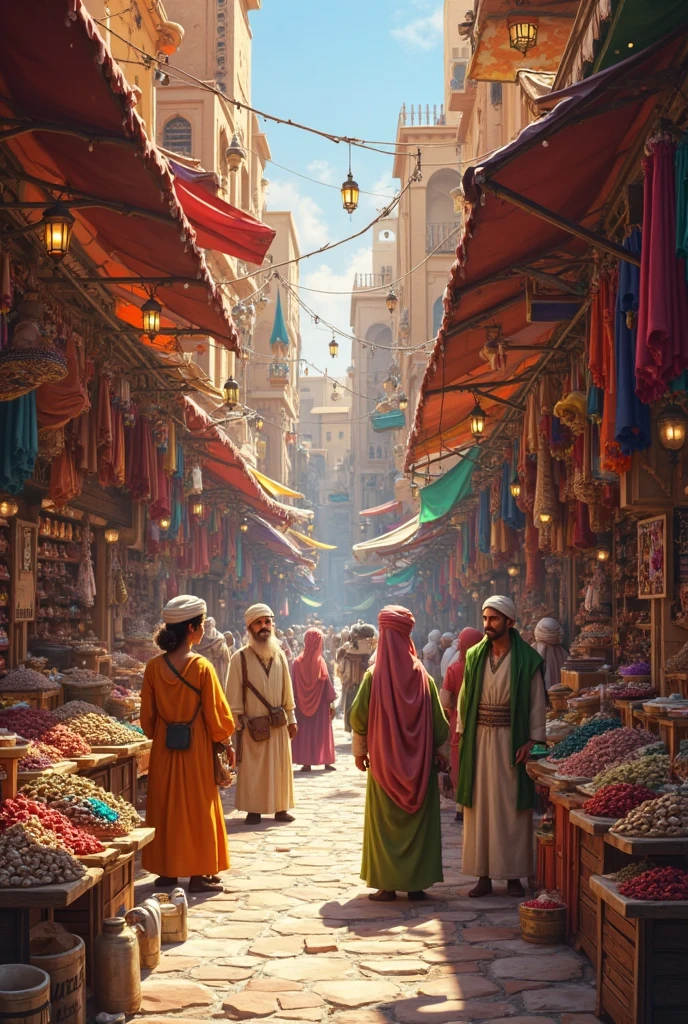 ancient Arabian bazaar side view