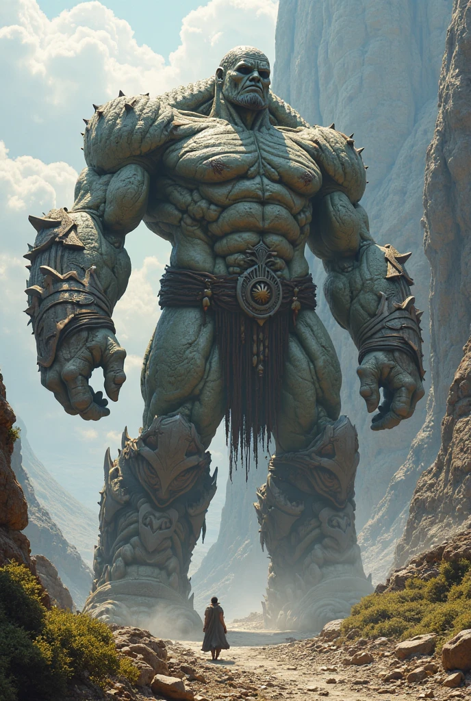 Stone man with torn clothes 