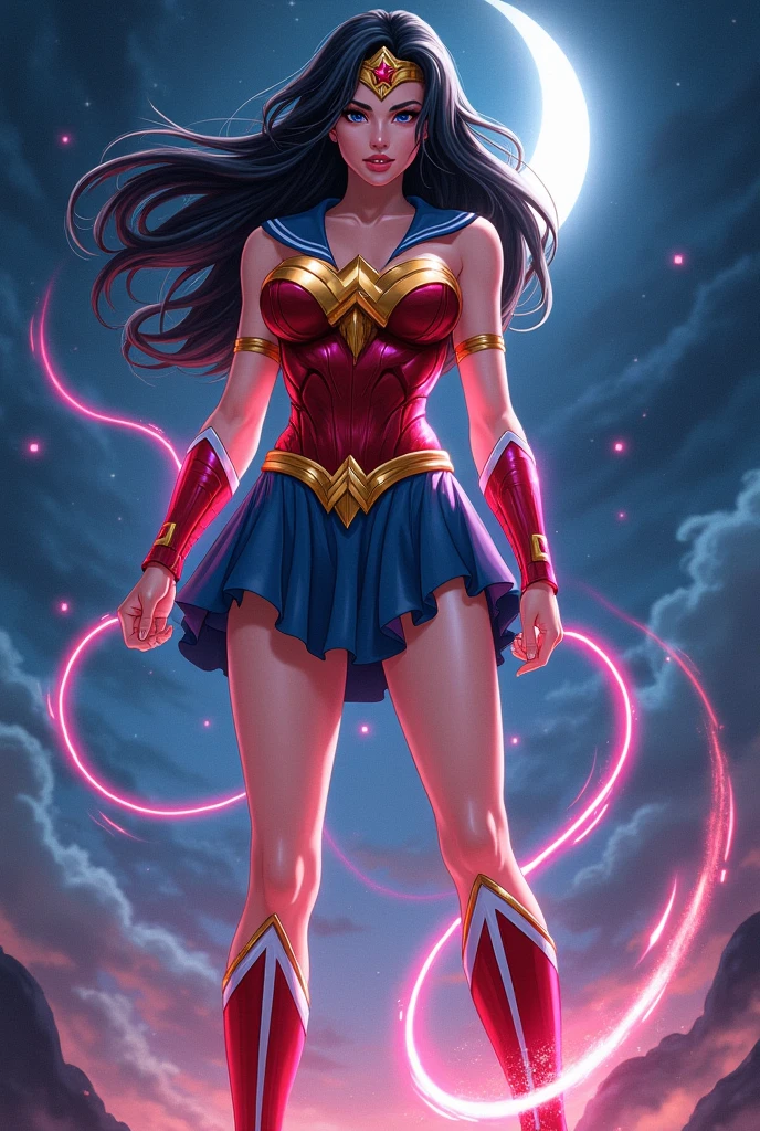Masterpiece Photography, Ultra realistic, 3d, 4k, 12k, hyper realistic,   Gal Gadot as Sailor Moon: Picture Gal Gadot stepping into the iconic role of Sailor Moon from the beloved anime and manga series. In a surprising twist, Gal Gadot transforms into Usagi Tsukino, a young girl bestowed with the powers of the Moon and chosen to protect the Earth from evil forces. With her team of Sailor Guardians, Gal Gadot battles against villains, unravels the mysteries of her past, and spreads love and justice throughout the universe.
