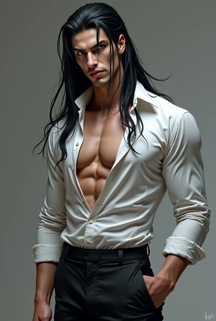 best quality, masterpiece, ultra high resolution, (fidelity: 1.4), photo, 1 handsome long hair ((((boy))), dim, darkness, lightning, despair, pitiful, movie, tears, teardrops, (((men))), (torn clothes: 1.5), (wet clothes: 1.4), kneeling on the ground, saving yourself, biting lower lip, bare shoulders, real rain, wet hair, (((men)))