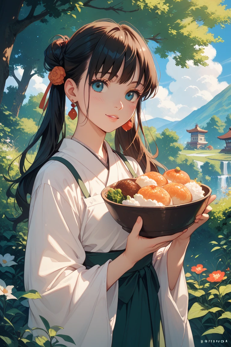 Please give me an illustration of just a Ghibli meal。