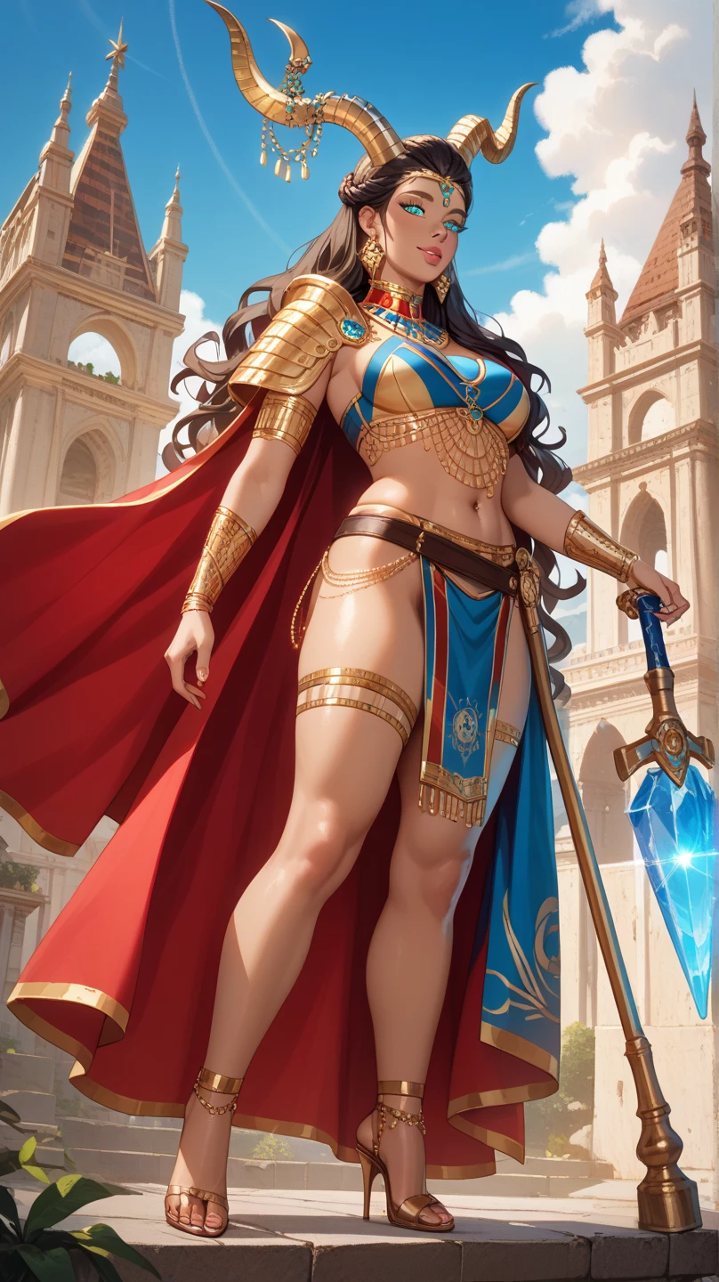 Patricia velasquez como a personagem de desenho animado SHE RA,Armadura Dourada,espada,Terra de Eternia,