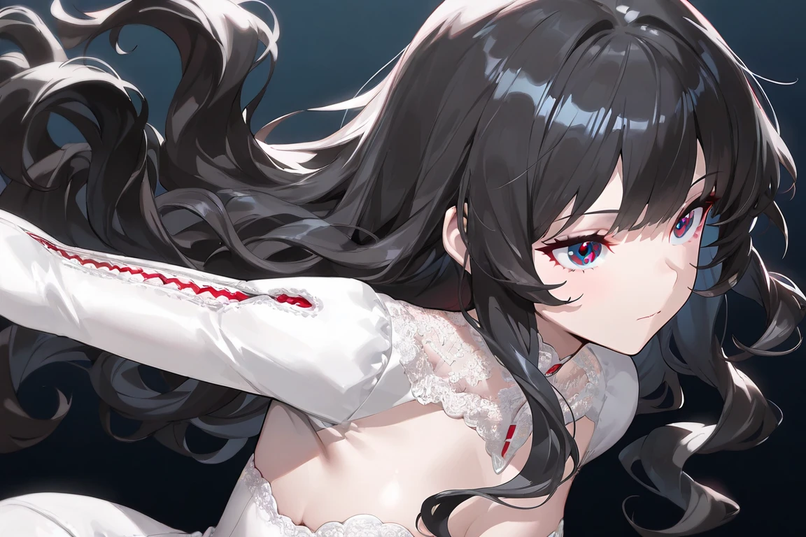 A girl,16 years old,Long hair, bangs, black hair, Hair between the eyes, Purple Eyes:(1.5), (Medium breasts:1.2),
rest clavicle, Wedding dress,veil,wedding,Black dress,Flowers,dress,Black socks,Black knee socks,Black gloves,Long boots,Cleavage,
Looking at the audience, whole body, Open your mouth,lol,
indoors, church,permanent,permanent,Micro lol,With one eye closed,
rest (masterpiece:1.2), best quality, high resolution, 8k wallpaper, (illustration:0.8), (Beautiful and delicate eyes:1.6), Extremely detailed face, Perfect lighting, Extremely detailed CG, (Perfect hands, Perfect anatomical structure),