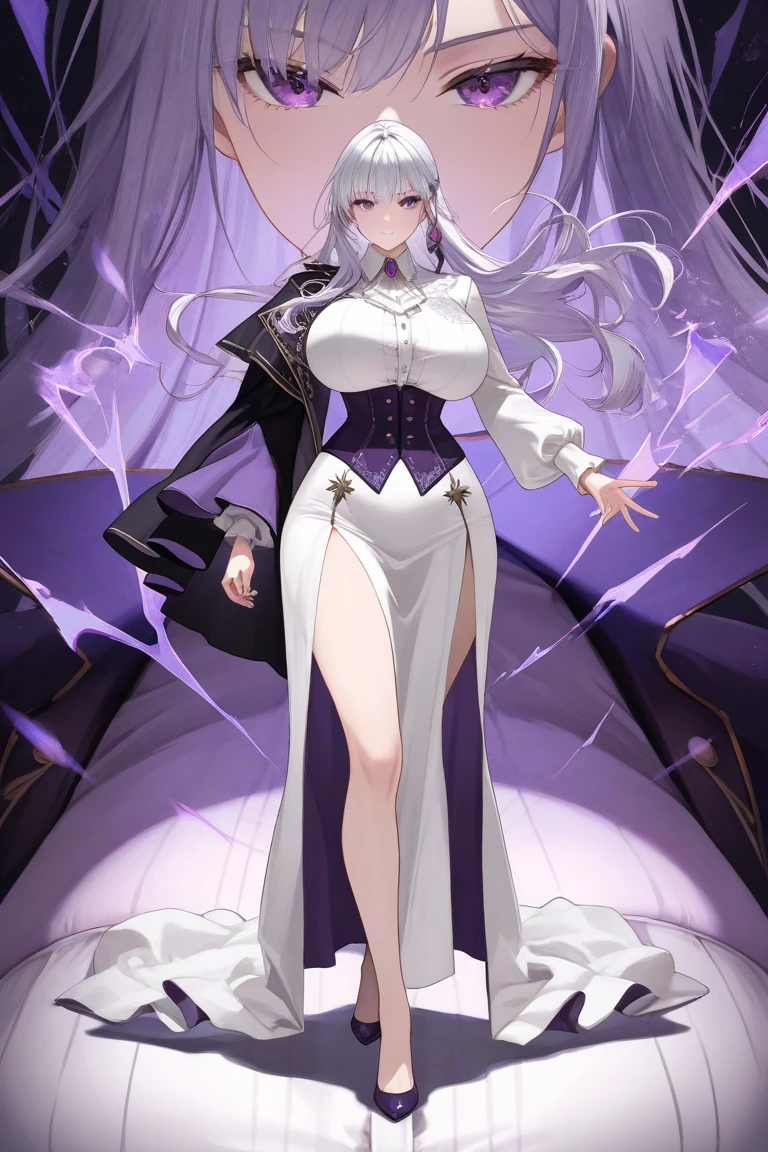 (masterpiece, best quality:1.2), 1girl, solo, ((Sonata)), vampire purple hair, full body