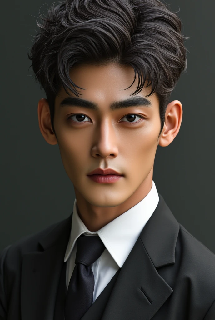 A handsome Japanese man wearing a suit