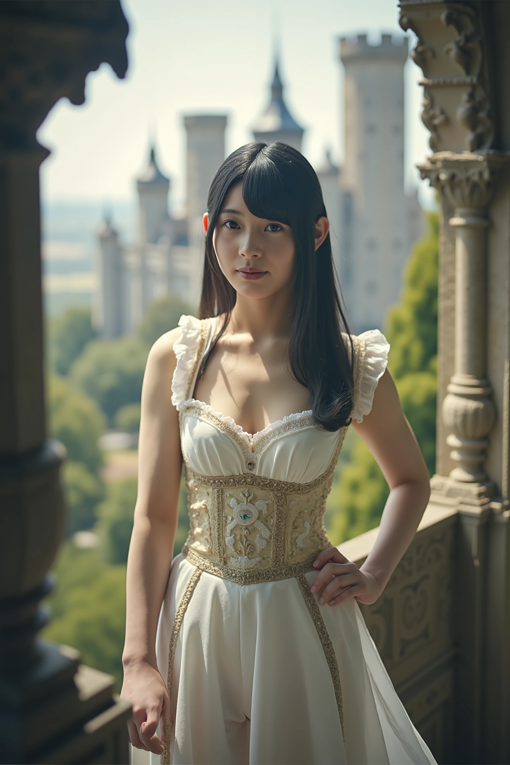 　Sparkling　beautiful face　underwear　白いunderwear　small breasts　muscular　soft smile　Castle　maid outfit