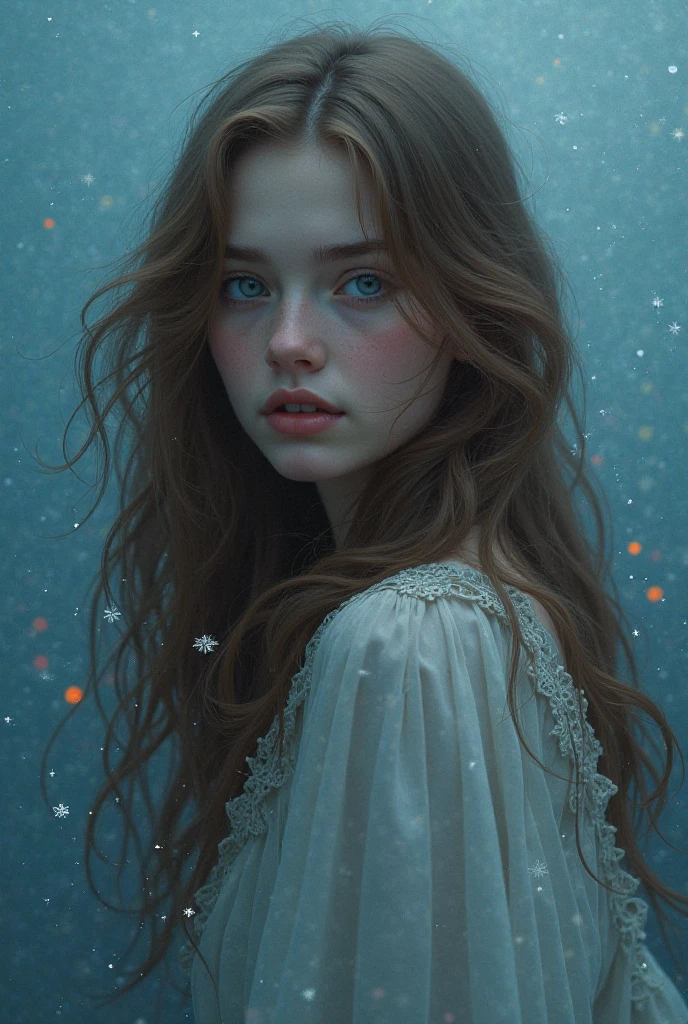 Create a novel cover with the main character as a blue-eyed girl who is stroking her long hair. Csrnh China Stock, the dominant color is a gentle avocado blue. Title is "For a lifetime and beyond" 