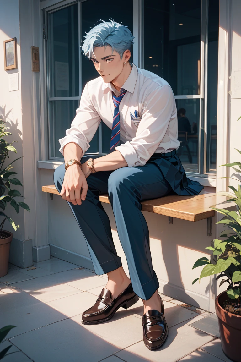 Handsome boy, white socks, eyes closed, tied