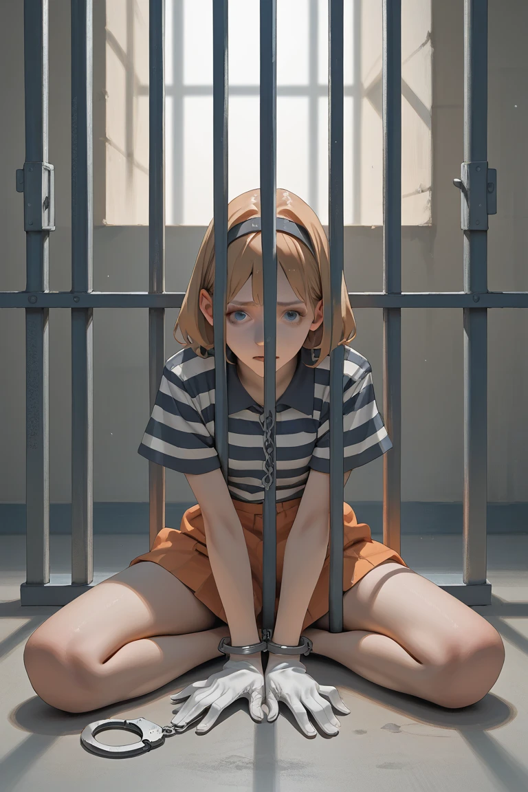 Anime Girl，Princess，White Gloves， anime，put on handcuffs，bondage，prison