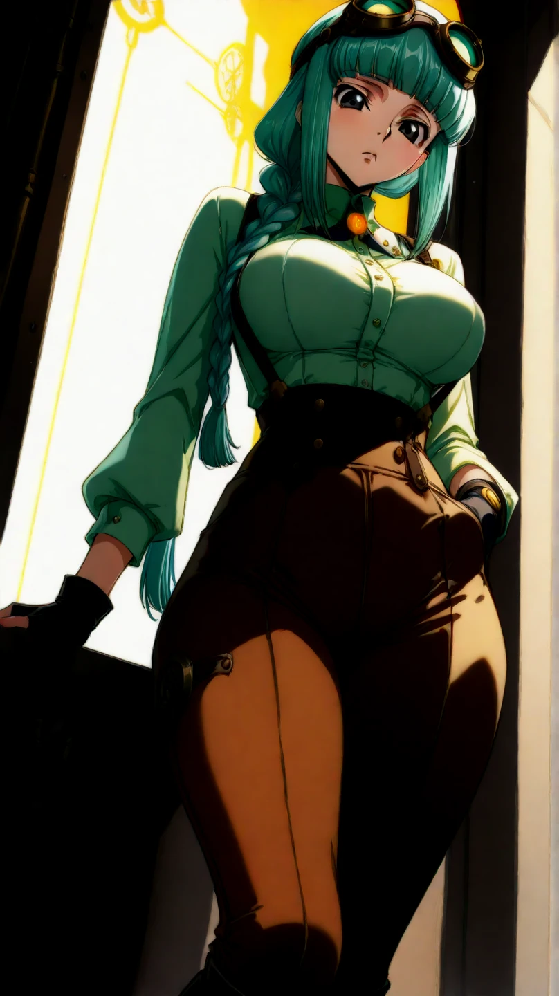 (masterpiece, highres, best quality:1.3), professional artwork, 8K, highly detailed, intricate, vibrant image, sharp focus, trending on pixiv
AishwaryaRay, solo, mature female, 40yo, milf, curvy, (dark skinned female:1.2), (dark skin:1.1), posing, night_sky, city lights, smiling, looking at viewer,
purple hair, long hair, ponytail, (hair over one eye:0.8), circlet, purple lips, makeup, green eyes, hoop earrings, collar, chain, perfect eyes, perfect face, ultra detailed hair, detailed face,
corset, skirt, miniskirt, thighhighs, thigh boots,
curvy, (thighs:0.7), areola slip, gigantic breasts, cleavage,