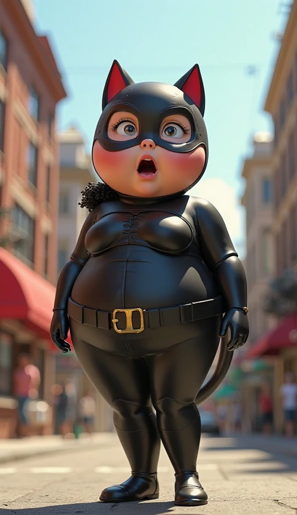 <lora:Minnie Mouse (Mickey Mouse shorts):0.7> 2d cartoon, anatomically correct, masterpiece, best high quality, ultra details, realistic, RAW Photo, perfect anatomy, 4k, 8k, quality lighting, detailed hands, detailed eyes, solo, ssbbw, Minnie Mouse, female, mouse, red skirt, hat, massive boobs, thick thighs, wide hips, (black skin:1.1), boob focus, massive ass, low angle view <lora:BGV5EX:1> <lora:add_detail:1>