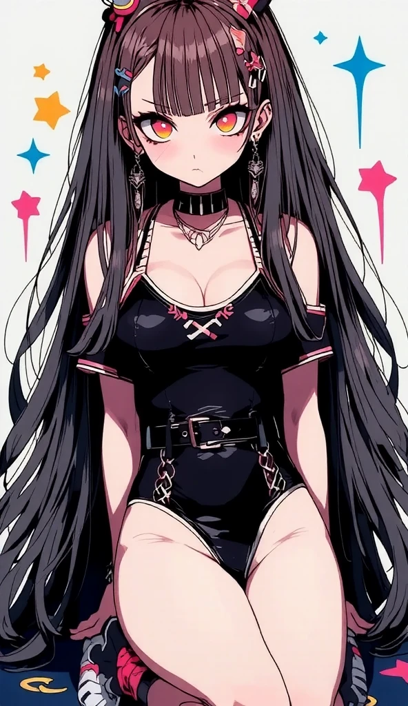 (Original Character、Unity 16K Wallpaper, masutepiece, Best Quality, Ultra-detailed, Extremely detailed、(((Black shiny hair)))、Detailed, Beautiful detailed eyes)、超A high resolution, Fine skin、(((12 years old)))、(((Colorful bra、Colorful panties)))、cleavage、NSFW