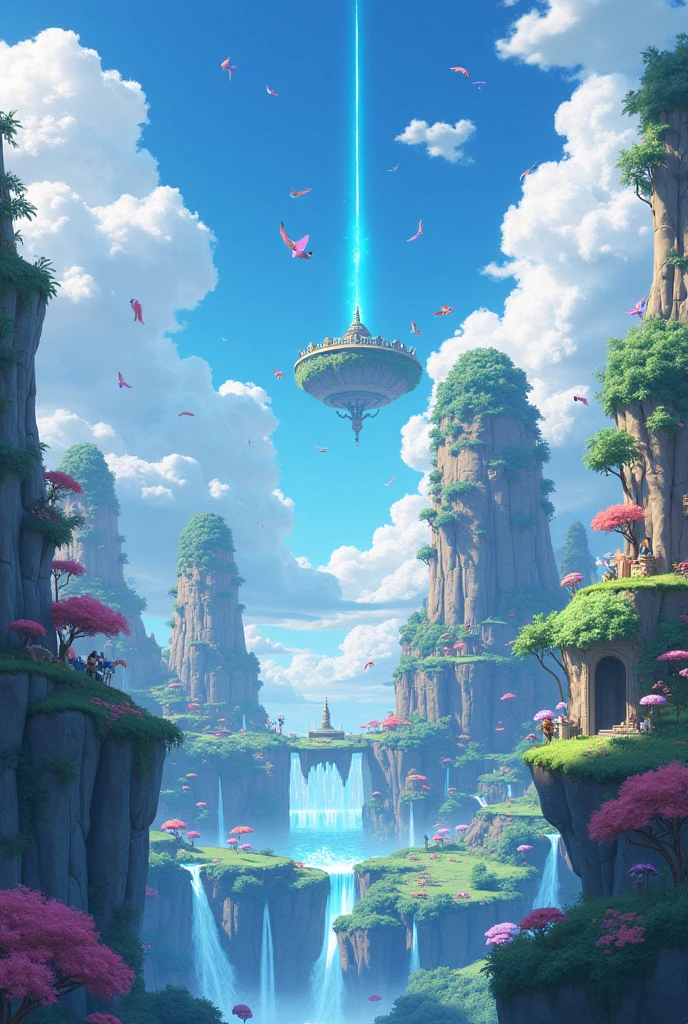 Sky world game play Game machine anime world design drawing

