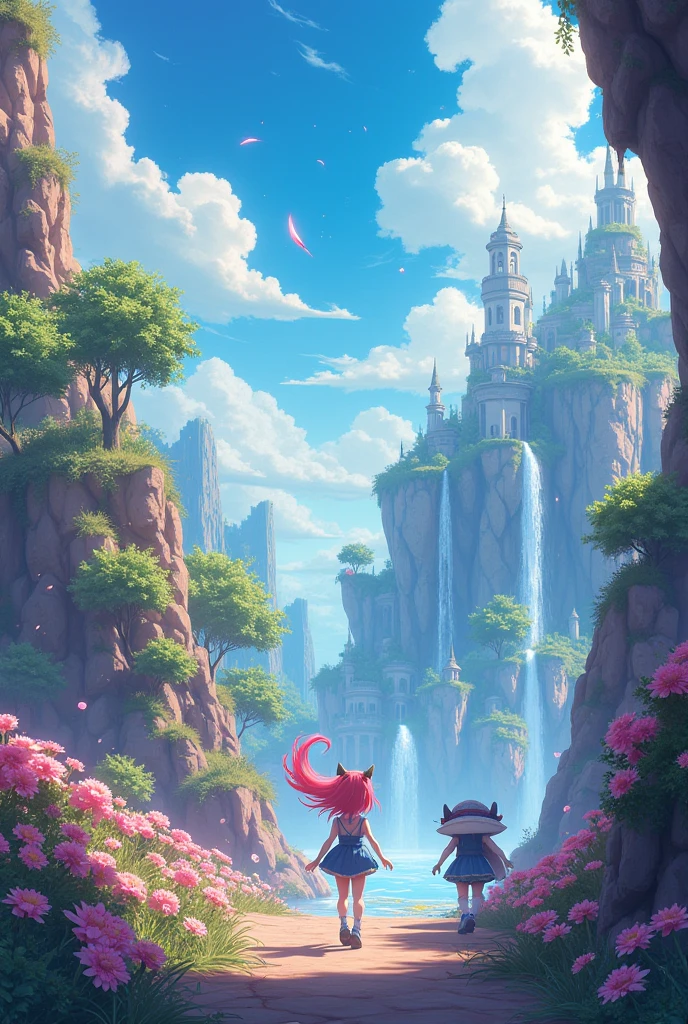 Sky world game play Game machine anime world design drawing

