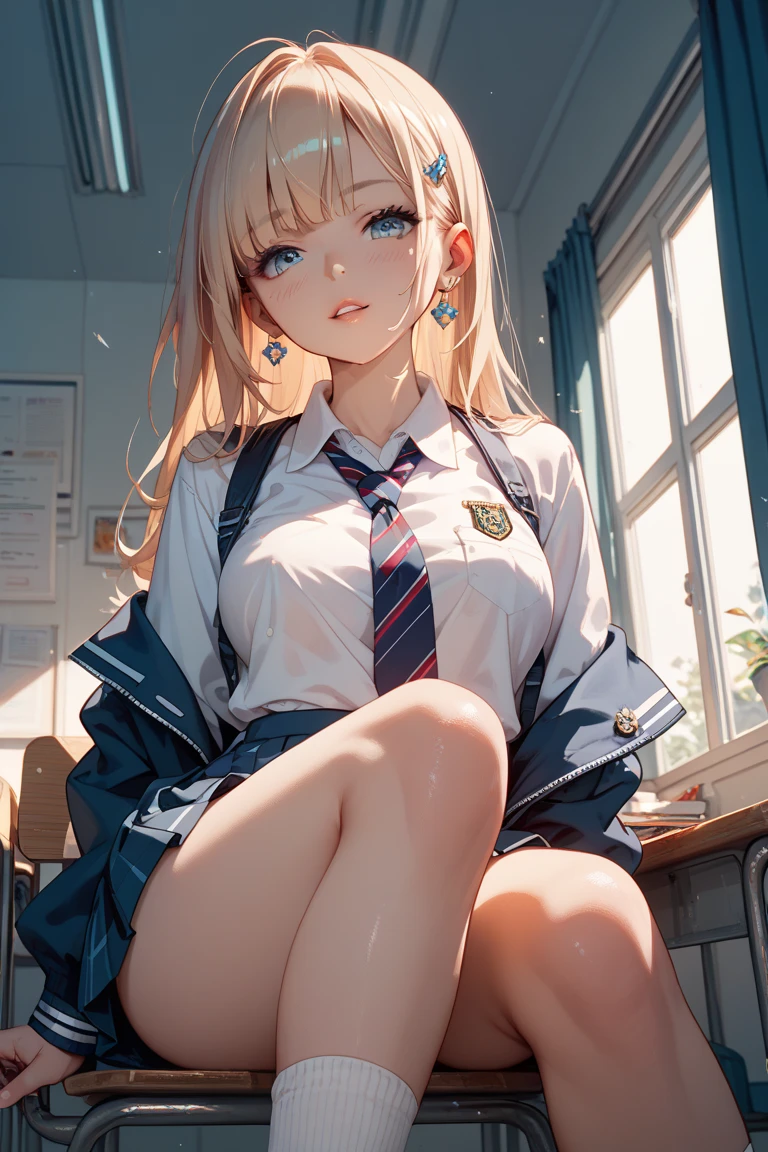 (((night,真night中))),((Perfect Anatomy:1.2,Realistic:1.3,Raw photo:1.3,masterpiece、highest quality、Ultra - High resolution、High resolution、Extremely detailed CG、8k)),Cowboy Shot,((attractive way to sit)),((((Crouching pose)))),1 female,alone,18-year-old、High school girl beautiful girl,Japanese,((Beautiful and exquisite face and eyes:1.2,Big beautiful eyes:1.3,)),Blonde,Long Hair,(Center parted hair:1.4,amount),Medium chest,Slender body,Small Head:1.3,skinny,(Brown Skin:1.4),(Oily skin,Glowing Skin,Shiny skin,Sweat:1.2),(school uniform、Dark blue blazer jacket、Checkered pleated mini skirt),Dirty back alley、Tokyo、((Turn your body forward))、((((show panty)))),(lonely),((Feeling melancholy))、Stick out your crotch、(sad)、(Apathy),(Lucky)