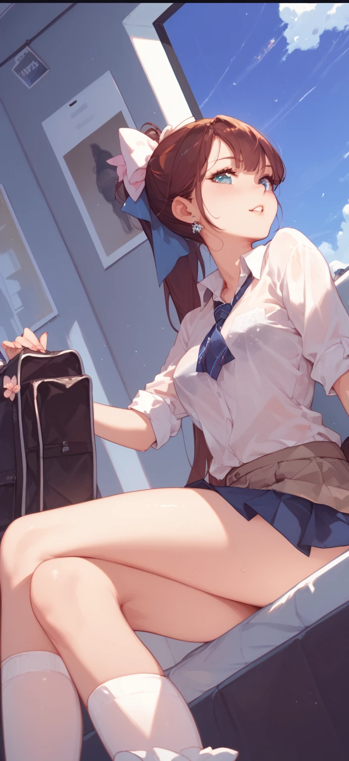 Japanese 、high school student、Lift up your skirt、On all fours、Showing panties、Stick your butt out、Turn your ass towards me、Blushing、、白いShowing panties、Pull up your skirt、Blushing、
