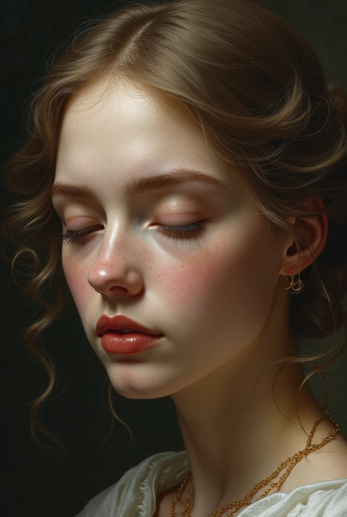 Generate for me the face of a virgin from Baroque Holy Week 