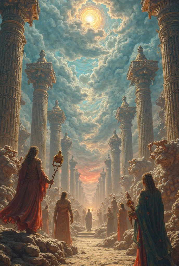 Panoramique lent sur les différents dieux