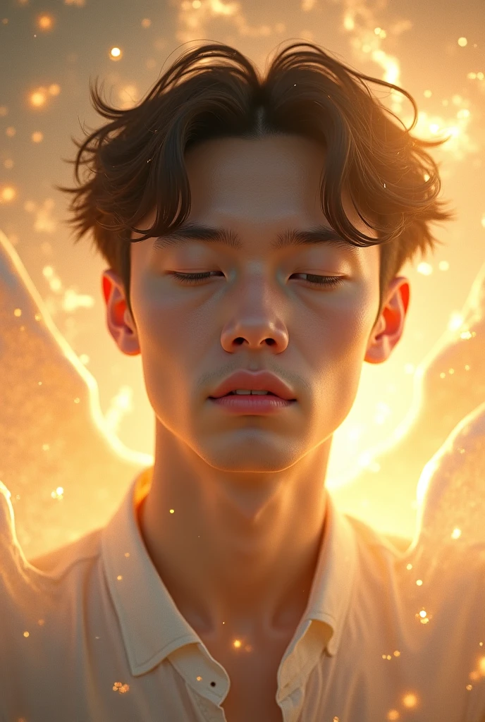 Man with angelic face