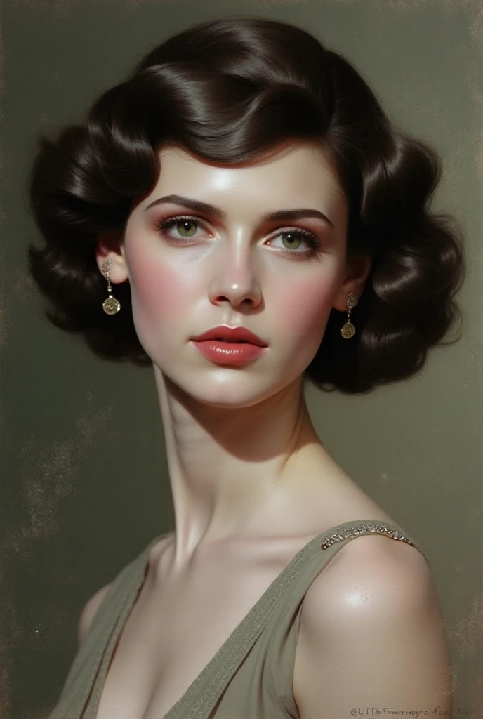 Make a 30's bust painting photo with this photo that I'm sending 