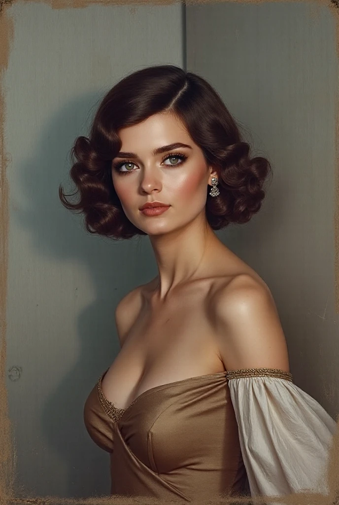 Make a 30's painting photo with this photo that I'm sending