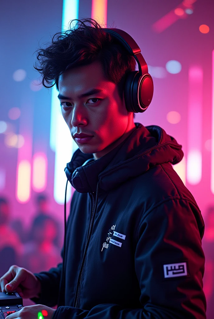 Make me an image that says DJ NATSHI with DJ effect