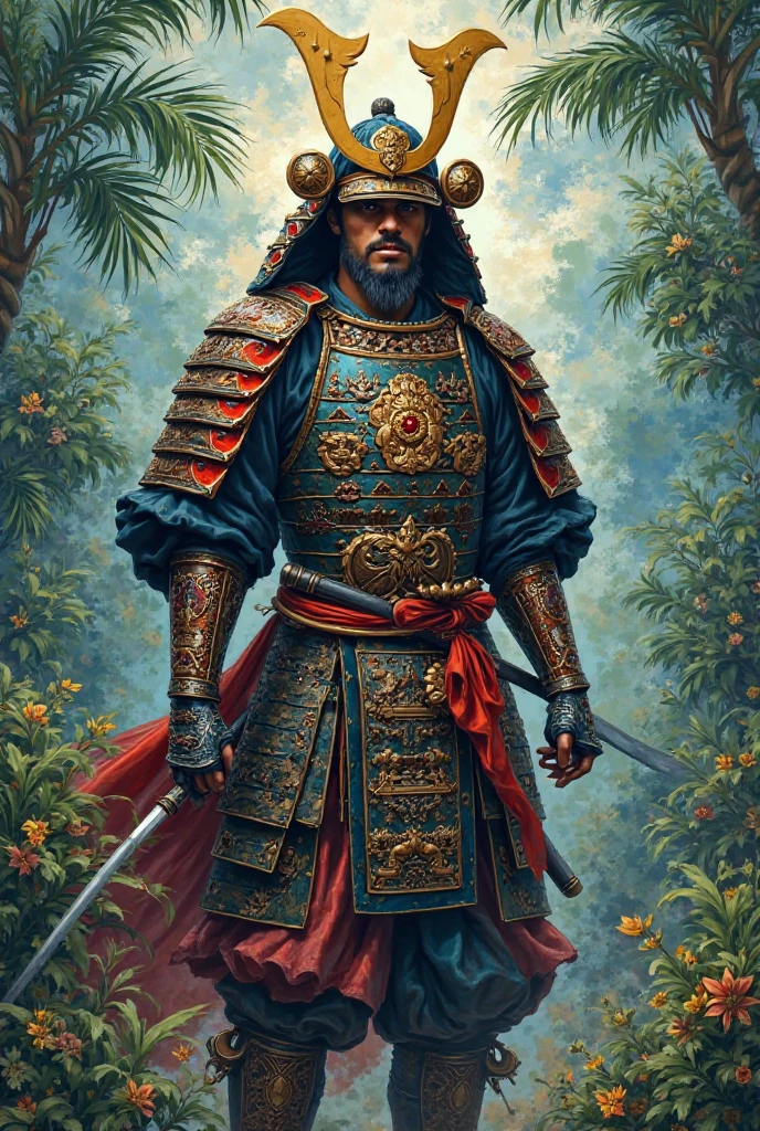 painting of malaysia and japanese warrior