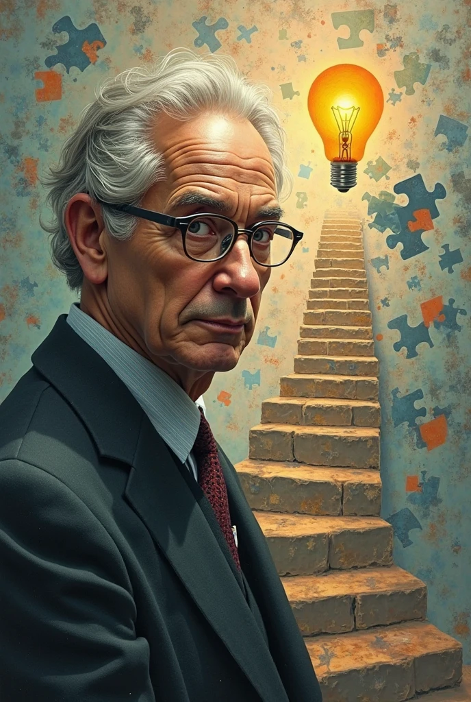 Visual:

Picture of Jean Piaget

Puzzle pieces or staircase showing growth

Lightbulb icon

