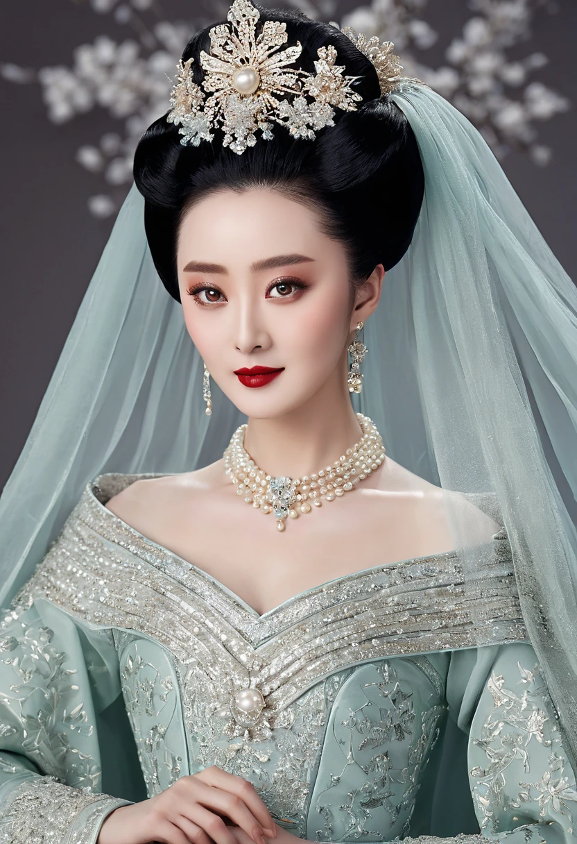 An authoritative a true scene of a breathtaking beautiful and celestial and majestic chinese lady resembling fan bingbing who is an honorable royal empress of china with large elegant, hawk-like-nose, who embodies old fashioned class, sophistication, elgance as well as wholesome, natural beauty. , thin-waist, wide-, swaying-. Laura Vandervoort. Insanely Oppulent and majestic sequined square neck historically accurate victorian coronation multi layered tulle huge and long ancient hanfu or any ancient traditional dress of china with long tulle floating sleeves and a hint of   and it must be fancy like an aged empress, the beauty of her face is devilishly high and hypnotic and her eyes are like pearls with wicked smile. It is a promise of seduction as her big round  swirls out and makes you to edge on your , striking evil makeup with pure red lipstick that tempts to look more and more and feel scorned and humiliated by her beauty. she is in her coronation ceremony. hint of   makes men to submit to her. her hairstyle is a royal puffy huge Thick updo. her gaze is seductively dominant and powerful and majestic with intense charismatic. you will be forced to look at her   and aroused and kneel and then prostrate and worship her. the way her gaze shows and whispers: ‘Kneel and worship me my servant and show your humility towards me.’if you watched at her you must immediately kneel and prostrate and if you don't, you shall feel extremely  by the hint of her   a burst into a huge . she will force you to kneel and prostrate at her like a god whether you like it or not. you will feel possessed by her bewitching beauty and  power and she will force you to kneel and prostrate at her like a god whether you like it or not. you will feel possessed by her bewitching beauty and  power and she sees that you will be forced to kneel with her possessive power of her