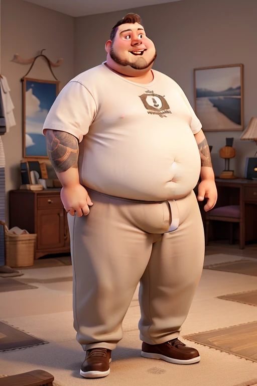 naughty man, how they are, cartoom, baldie, plumpness, medium height, Pixar-style, 4K