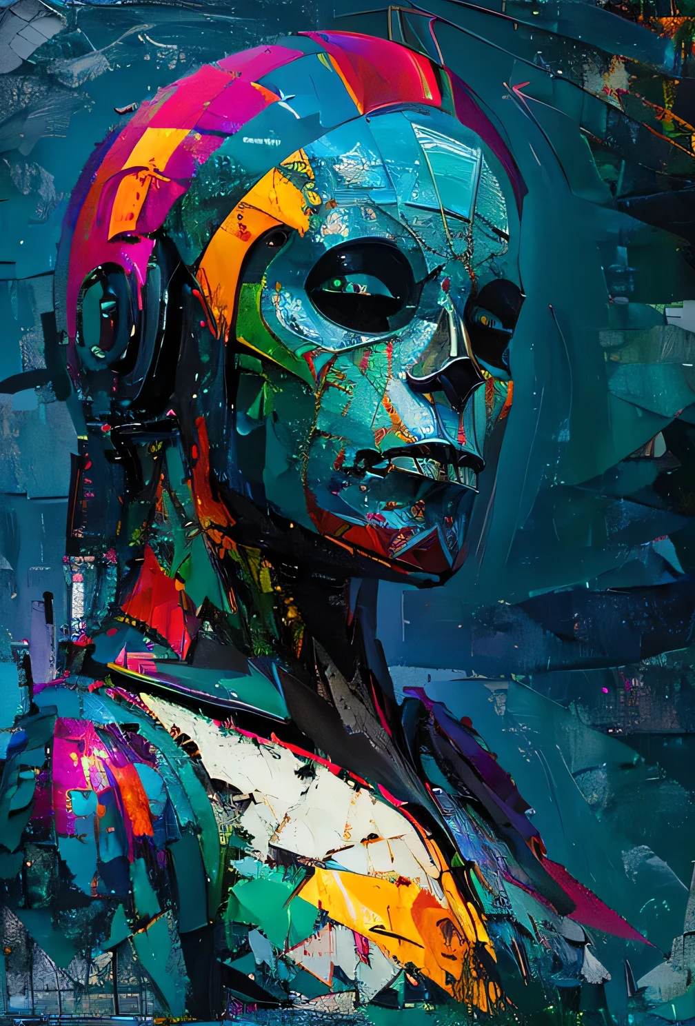 GreenScale : hammerheadshark GlitchArt : abstract, vibrant, animated : solitary melancholic atmosphere --v 5 --stylize 1000