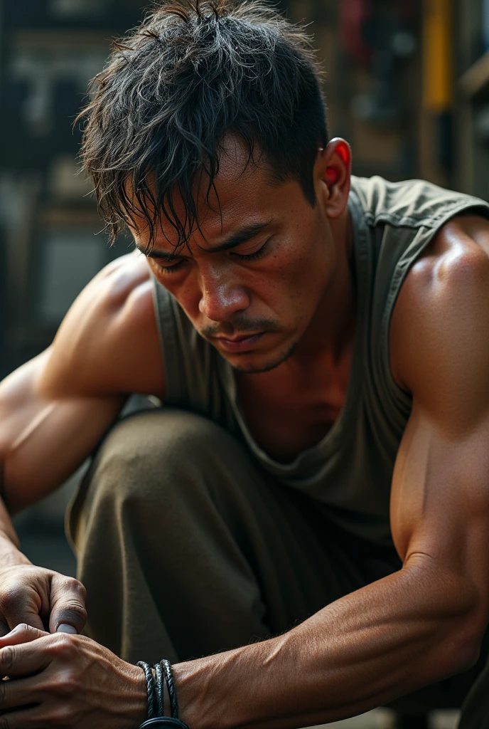 Drug addiction
Asian middle-aged man
kitchen
Stripped bare
ragged
Episodes of drug addiction
Thin, weak and sweaty
It's painful
despair
Drug apparatus
Broken dreams
Psychological dilemmas
Deterioration of health
Social isolation
Self-destruction
Signs of poisoning
Debilitating the body
Drug addicts
Drug Alert
Distorted reality
Photo