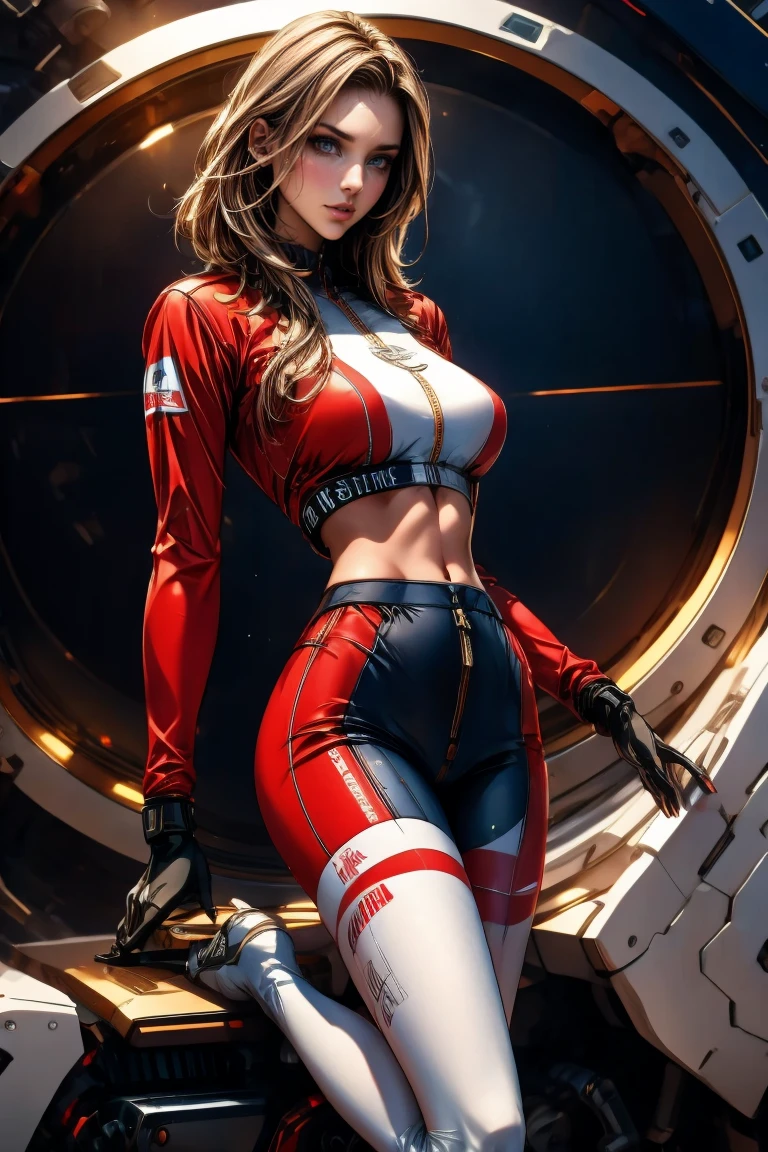 (((Brigitte Nielsen))), (((red suit))), (((back view))), (((perfect ass))), ((( soldier suit ))), (((Black short haircut))), (((Russian girl))), ((high collar)), (((red army suit))), (((best qualityer: 1.4))), (Unbeatable masterpiece), (hiper HD),(CG 8k hyper-realistic), (((brave face))), (((breasts big))), (((hyper feminine))), sexly girl, ((( sculptural body ))), (((1 Kizi))), Kizi cibernética de 25 anos com perfectbody,,Beautiful and well-groomed face,muscular body:1.2,solid color detailed jacket, (Head to thigh photos)， Complex equipment, green dark，Long pants，Tight clothes are dark，With white stars and off-white stripes,,,,,Armor Metal Electronic Parts, Poison tattoos ) INFO, Kizi, (((standing alone))), pirralha violent, ((())), sexly, pose de atitude, work of art, post-apocalypse, (((manga style))), bounty hunter, violent, Manic, the way you want, slenderbody, thin but strong, perfectbody, roupa moderna, advanced technology, neon, sleeves with vertical striped pattern, neutral background, (( cowboy shot )). intricate visual