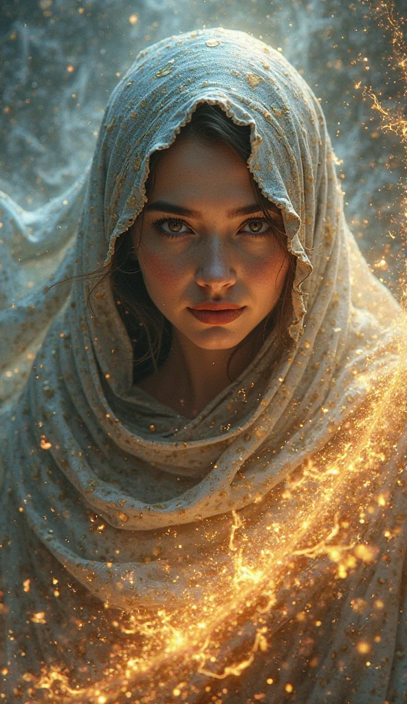 Beautiful woman wears energy hijab using domain expansion