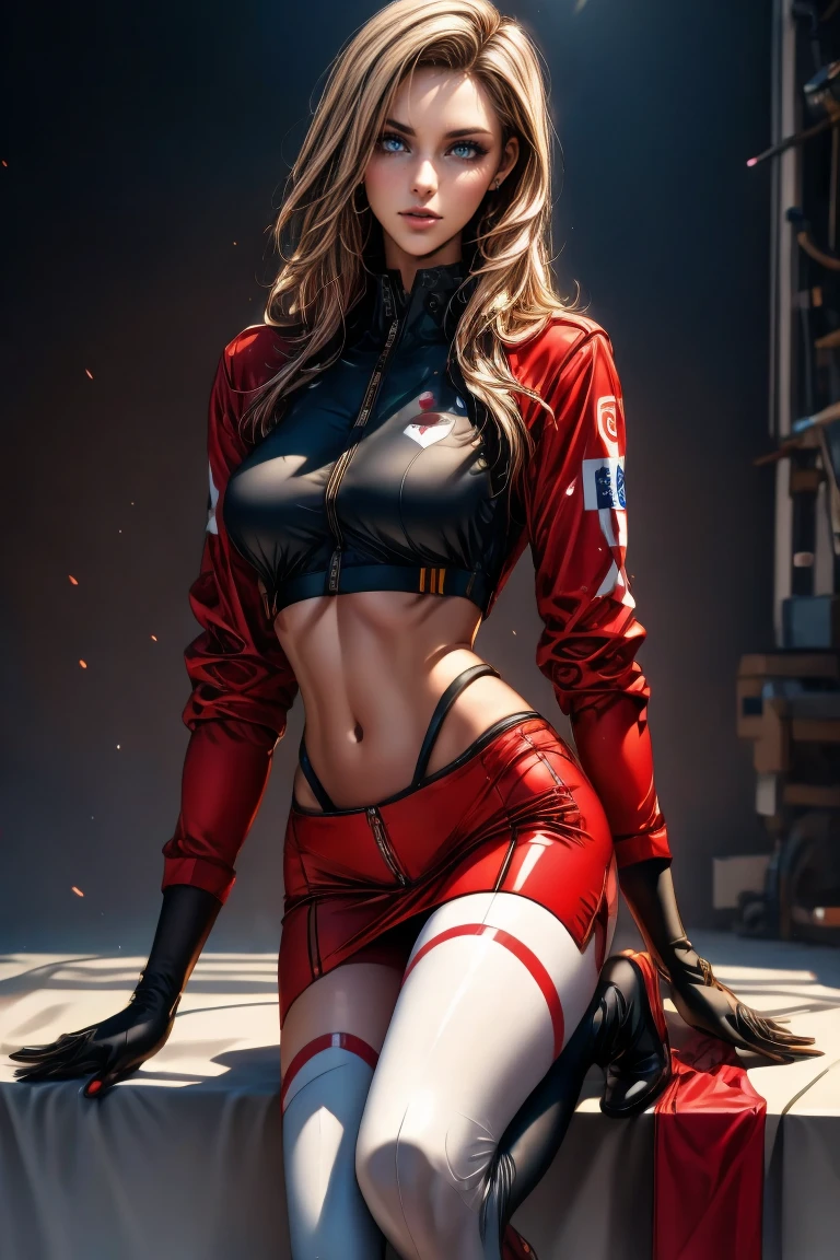Policewoman,Red police uniform,police hat,microkini,Chest out,lust face,spread their legs
