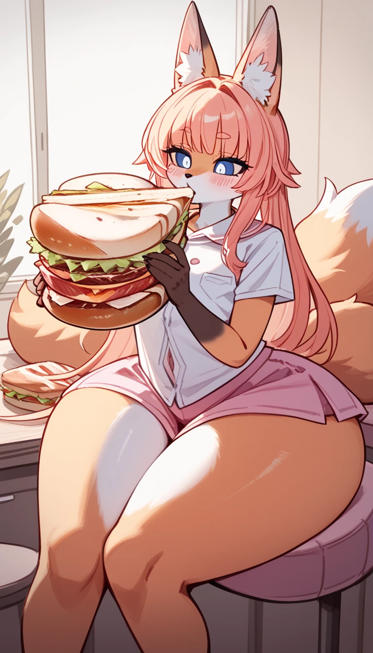 masterpiece, best quality, eatfresh, freshcock, fellatio, sandwich, , cum on body, 1girl, nudity, sweat, doggystyle, elevating, valley, <lora:EatfreshXL:1>,